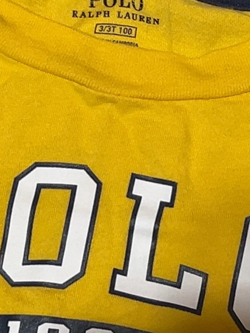 Ralph Lauren Yellow Tee with Navy Sleeves & Front POLO 1967 Graphic